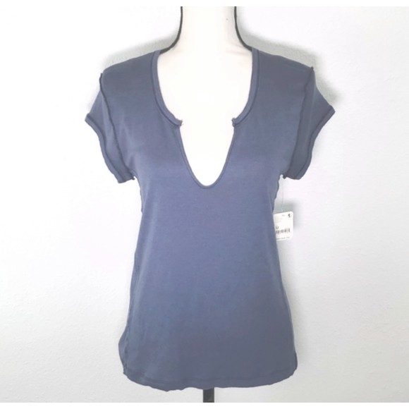 NWT FREE PEOPLE ALWAYS YOURS TEE IN SHADED LAKE SIZE XS - Picture 2 of 5